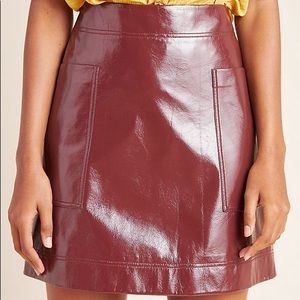 NWT Anthropologie Faux Patten Leather Mini Skirt